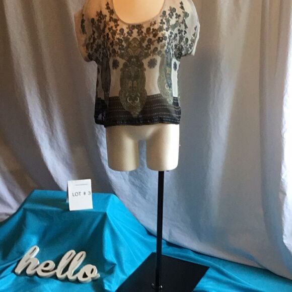 Sheer crop top with back zipper by XHILARATION med - Picture 2 of 8